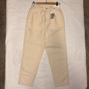 NWT Uniqlo Linen Cotton Tapered Pants in Off White (Size S, Waist 26-27")